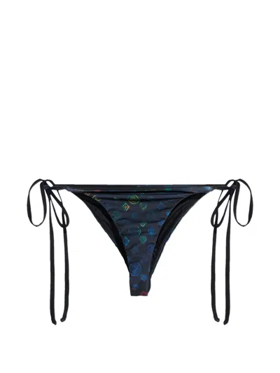 Casablanca Monogram String Bikini Bottom In Blue