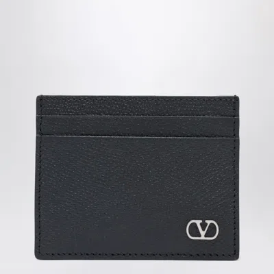 Valentino Garavani Vlogo Signature Garnet Calfskin Card Holder Accessories In Black