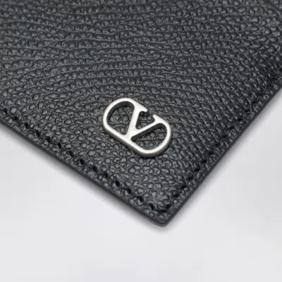 Valentino Garavani Vlogo Signature Garnet Calfskin Card Holder Accessories In Black