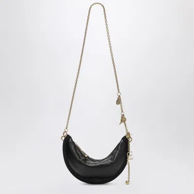 Chloé Women Black Shoulder Bag With Chain Shoulder Strap And Half Moon Design In Leather Woman In Black