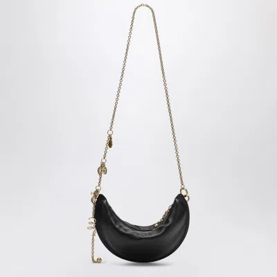 Chloé Women Black Shoulder Bag With Chain Shoulder Strap And Half Moon Design In Leather Woman In Black