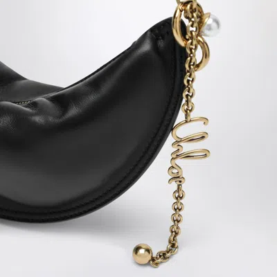Chloé Women Black Shoulder Bag With Chain Shoulder Strap And Half Moon Design In Leather Woman In Black