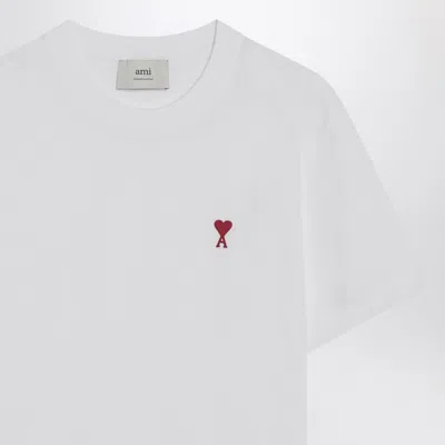 Ami Alexandre Mattiussi Ami Paris Men Cotton T-shirt With Iconic Embroidery In White