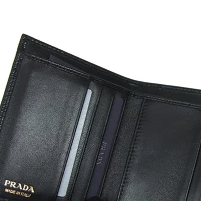 Prada Logo Plaque Wallet In Black