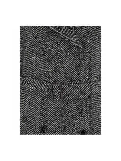 Tagliatore Herringbone Pattern Long Length Jacket In Multi