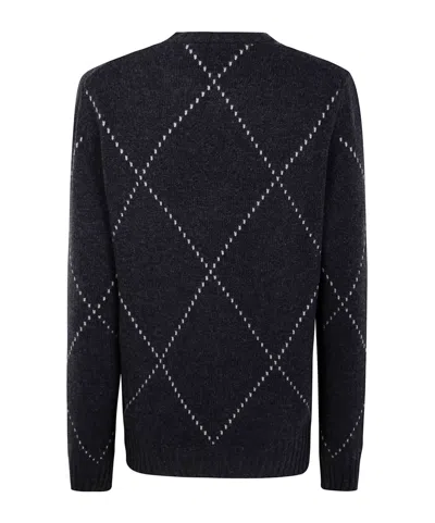 Gran Sasso Diamond-pattern Wool Sweater In Black
