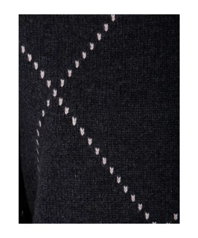 Gran Sasso Diamond-pattern Wool Sweater In Black