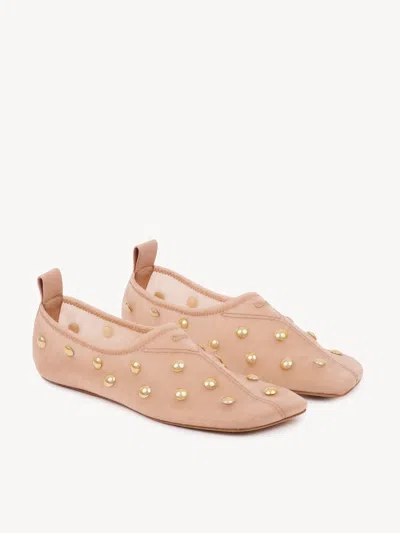 Chloé Rita Blushy Beige Ballet Flats In Transparent Mesh Women In Neutral