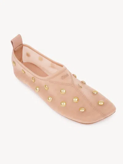 Chloé Rita Blushy Beige Ballet Flats In Transparent Mesh Women In Neutral