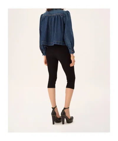 Chloé Blue Jacket With High Neck And Chain Detail On The Front In Denim Woman