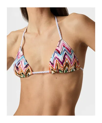 Missoni Multicolor Bikini With Adjustable Tie Closure And All-over Zigzag Motif In Viscose Blend Woman In Multi
