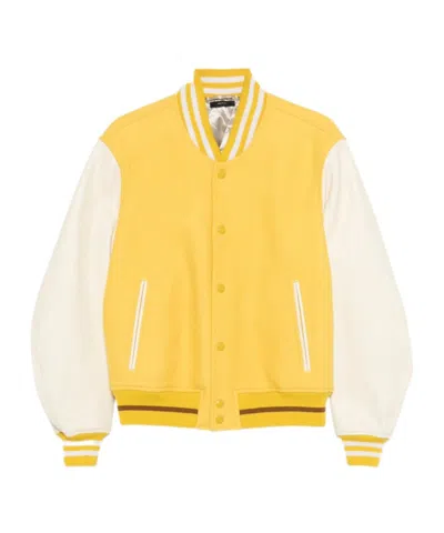 Tom Ford Striped-trim Buttoned Jacket In Yellow