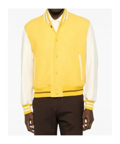Tom Ford Striped-trim Buttoned Jacket In Yellow