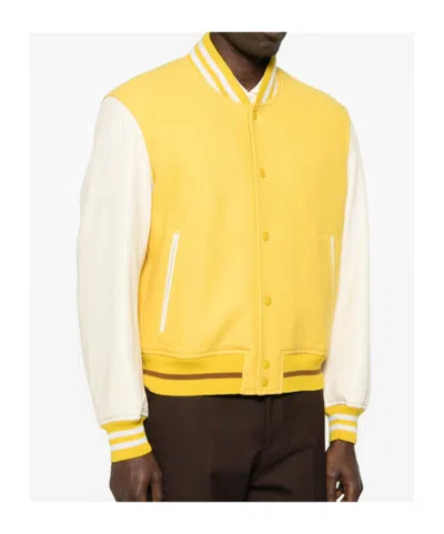 Tom Ford Striped-trim Buttoned Jacket In Yellow