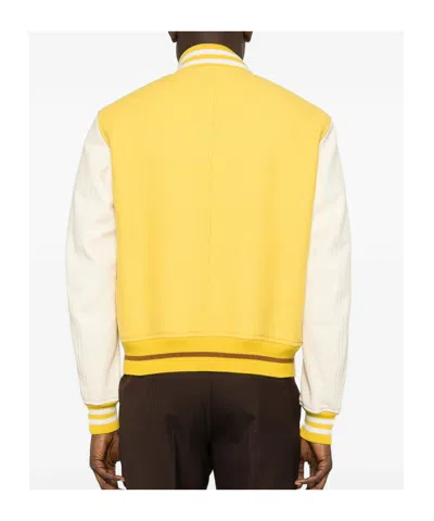 Tom Ford Striped-trim Buttoned Jacket In Yellow