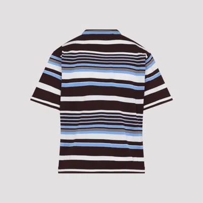 Prada Amaranth And Light Blue Striped Cotton T-shirt In Multi