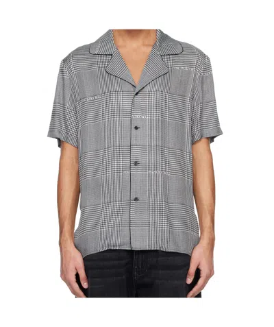 Balmain Houndstooth-pattern Shirt In Gray