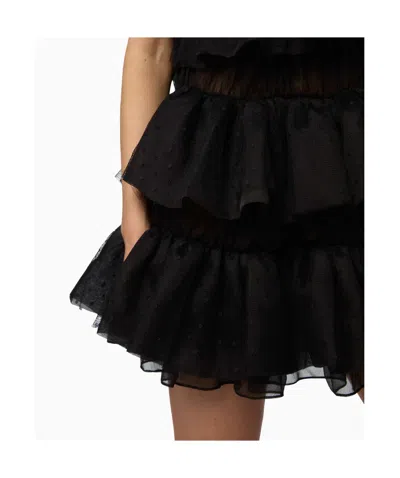 Nina Ricci Halterneck Ruffled Crinkled Silk-chiffon And Polka-dot Mesh Mini Dress In Black