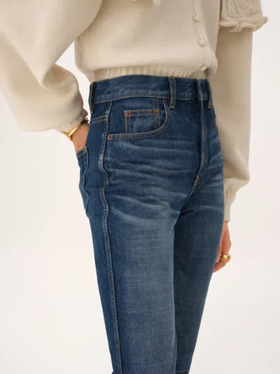 Chloé Straight Trousers Belt Loops Contrast Stitching In Blue