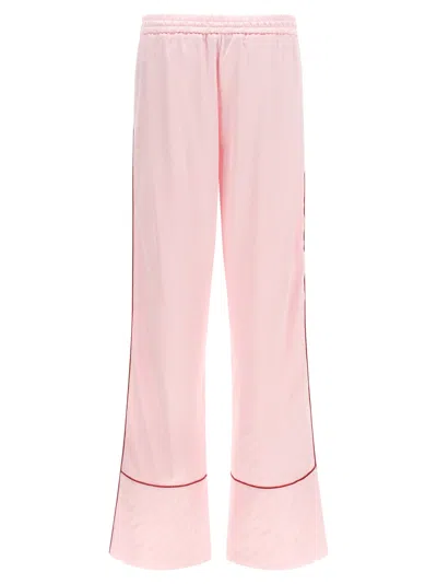 Off-white Women Pink Jacquard Satin Pajama Pants, 32 Luxury Pants For Women Darveys