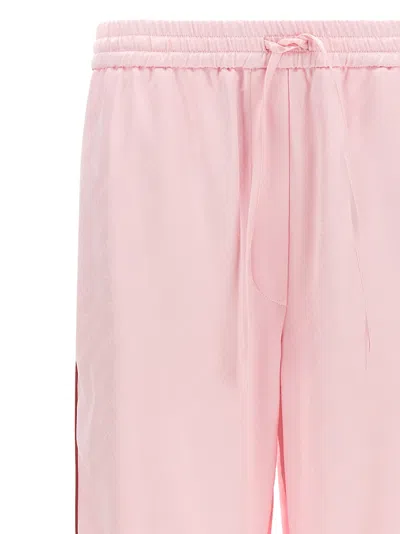 Off-white Women Pink Jacquard Satin Pajama Pants, 32 Luxury Pants For Women Darveys