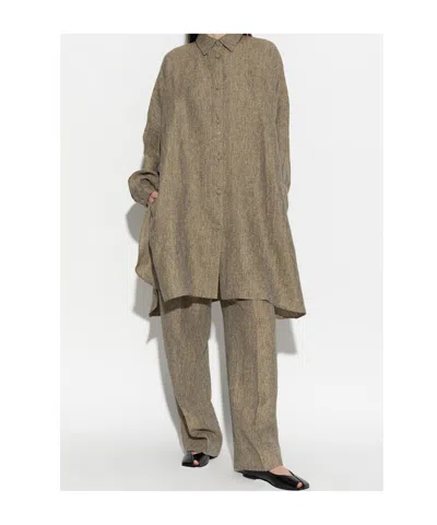 Officine Generale Button-fastening Linen Shirt In Brown