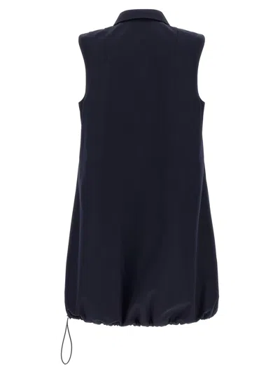 Prada Womens Blue Branded Sleeveless Cotton-poplin Mini Dress