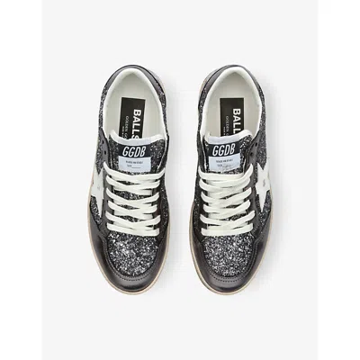 Golden Goose Deluxe Brand Women Ballstar Sneakers In Laminated Leather And Glitter In Gray