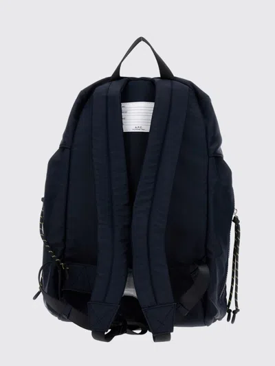 A.p.c. Navy Blue Backpack With Flap Closure And Logo Applique In Blue