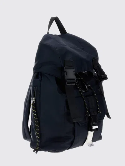 A.p.c. Navy Blue Backpack With Flap Closure And Logo Applique In Blue