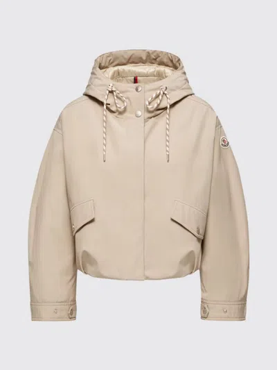 Moncler Eucalyptus Hooded Jacket Drawstring Front Pockets In Neutral