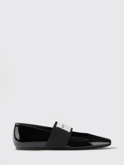 Givenchy Sliced Square Ballerinas In Patent Leather In Black