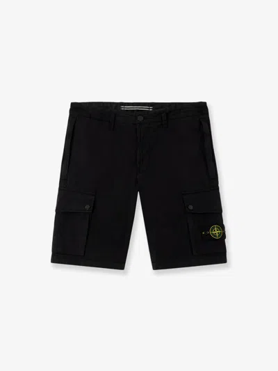 Stone Island Old Effect Cotton Cargo Bermuda Shorts Clothing In Black