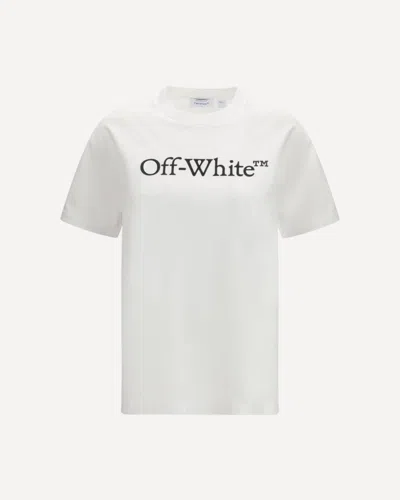 Off-white Relaxed Fit Cotton Tee With Oversized Logo In White
