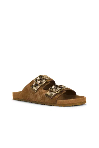 Burberry Check Pattern Flat Sandals Dual Straps In Brown
