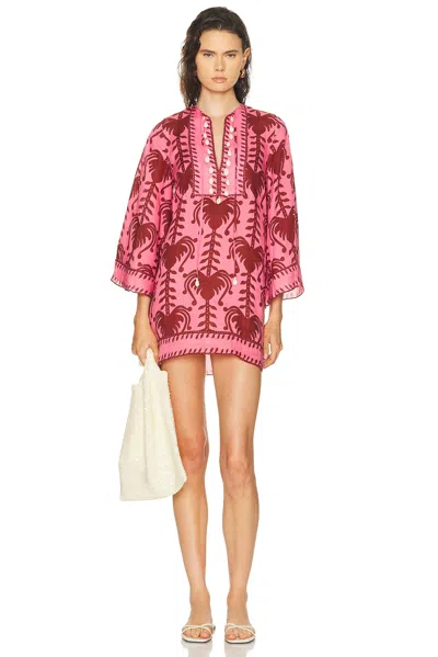 Johanna Ortiz Wild Savannah Shell-embellished Linen Mini Dress In Multi