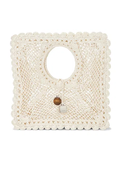 Jacquemus La Spiaggia Embellished Lace-raffia Bag In White