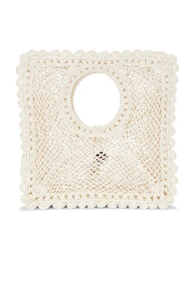 Jacquemus La Spiaggia Embellished Lace-raffia Bag In White