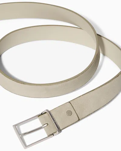 Armani Exchange Smooth Leather Belt With Rectangular Buckle In Gray