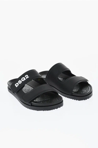 Dsquared2 Solid Color Sandals With Velcro Closure In Black