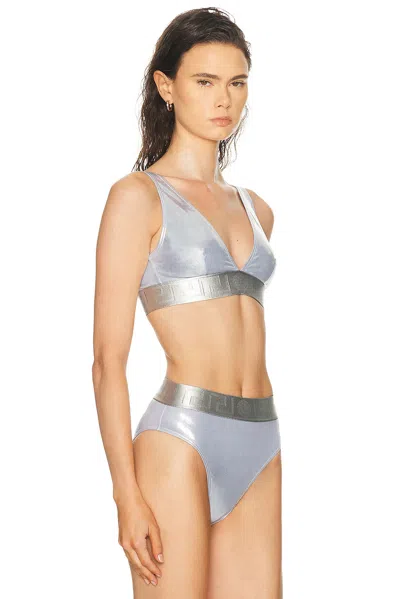 Versace Lycra Bikini Top In Silver