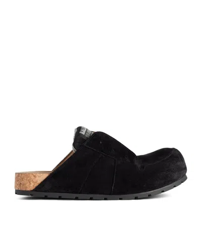 Balenciaga Dumbo Sabot In Distressed Suede Calfskin Men In Black