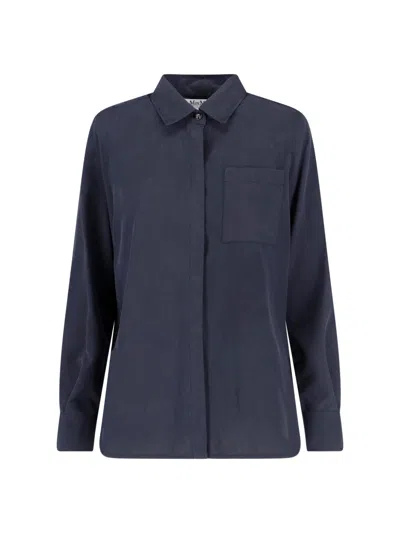 Max Mara Mxmsiamese Collared Shirt Long Sleeves Pocket In Black