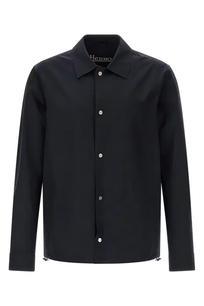 Herno Collared Jacket Long Sleeves Front Pockets In Blue