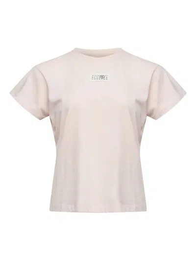Mm6 Maison Margiela Crew Neck Short Sleeve Cotton Jersey Top In Pink
