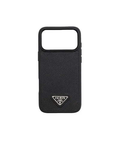 Prada Saffiano Leather Case For Iphone 17 Pro Max In Black