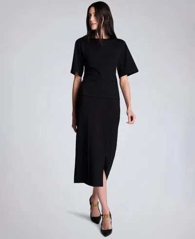Kenneth Cole Compression Tee With Cut Out Back In Black