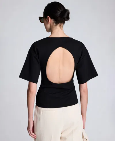 Kenneth Cole Compression Tee With Cut Out Back In Black