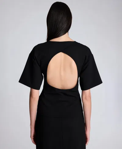 Kenneth Cole Compression Tee With Cut Out Back In Black