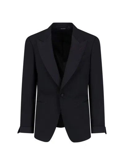 Tom Ford Single Breasted Blazer Notch Lapel Cuffs In Black
